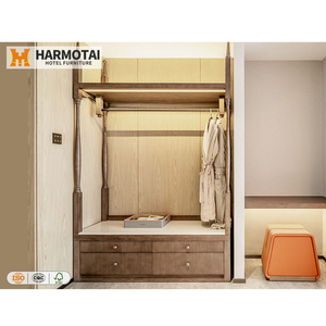 Armoire avec porte-bagages et minibar Ensemble de chambres d'hôtel 5 étoiles mobilier moderne - Product Image 1