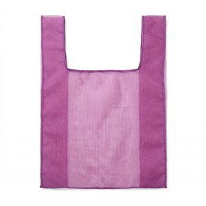 Sac fourre-tout en <span class=keywords><strong>organza</strong></span> violet avec logo imprimé personnalisé, sac de shopping transparent pour emballages cadeaux et bonbons - Product Image 2