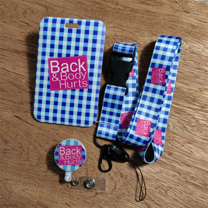Factory direct stock of easy-open <b>buckle</b> pattern UV printed card holders, polyester lanyard webbing sets, easy-open logo can be - Product Image 2