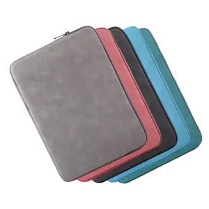 Leather 15.6 Inch Laptop Sleeve Bag Shockproof Protective Tablet Case With Accessory Pocket