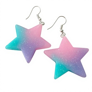 <b>Resin</b> Hoop Trendy Earrings Turquoise Pink Glitter Women's Party Jewelry Trendy Vintage Fashionable Statement Earrings for Woman - Product Image 2
