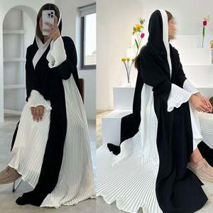 2025 Vente en Gros Personnalisée Dubaï Aïd Élégante Turquie Luxe Modeste Abaya Robe Noire Femme Musulmane Abaya Caftan Abaya Ouverte - Product Image 2