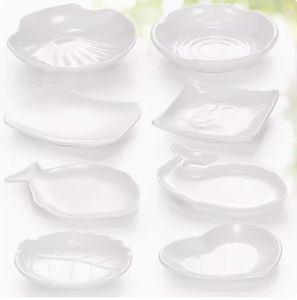 Assiettes à apéritif irrégulières Assiettes en <span class=keywords><strong>plastique</strong></span> noir Assiettes à coquillages Plats à huîtres Idéal pour servir des desserts lors de fêtes ou d'événements - Product Image 4