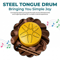 Tambour à langue en acier inoxydable de 3 pouces avec 6 notes, peaux de mouton, portable, facile à jouer, sons apaisants, instrument de percussion, maillet inclus