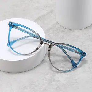 新ブランド光学女性メガネフレームアンチブルースペクタクル近視処方眼鏡フレームレディースキャットアイブルーレイメガネ