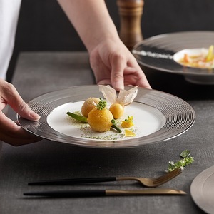 <span class=keywords><strong>Assiette</strong></span> à steak en céramique avec plat de service en <span class=keywords><strong>argent</strong></span> pour desserts à steak de cuisine occidentale et grandes assiettes à apéritif quantité minimale de commande 100 pièces - Product Image 2