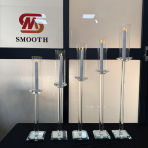 SMOOTH Luxury Set Of 5 K9 Crystal Candle Holder Customized Size Candelabra Table Centerpiece Decoration - Product Image 6
