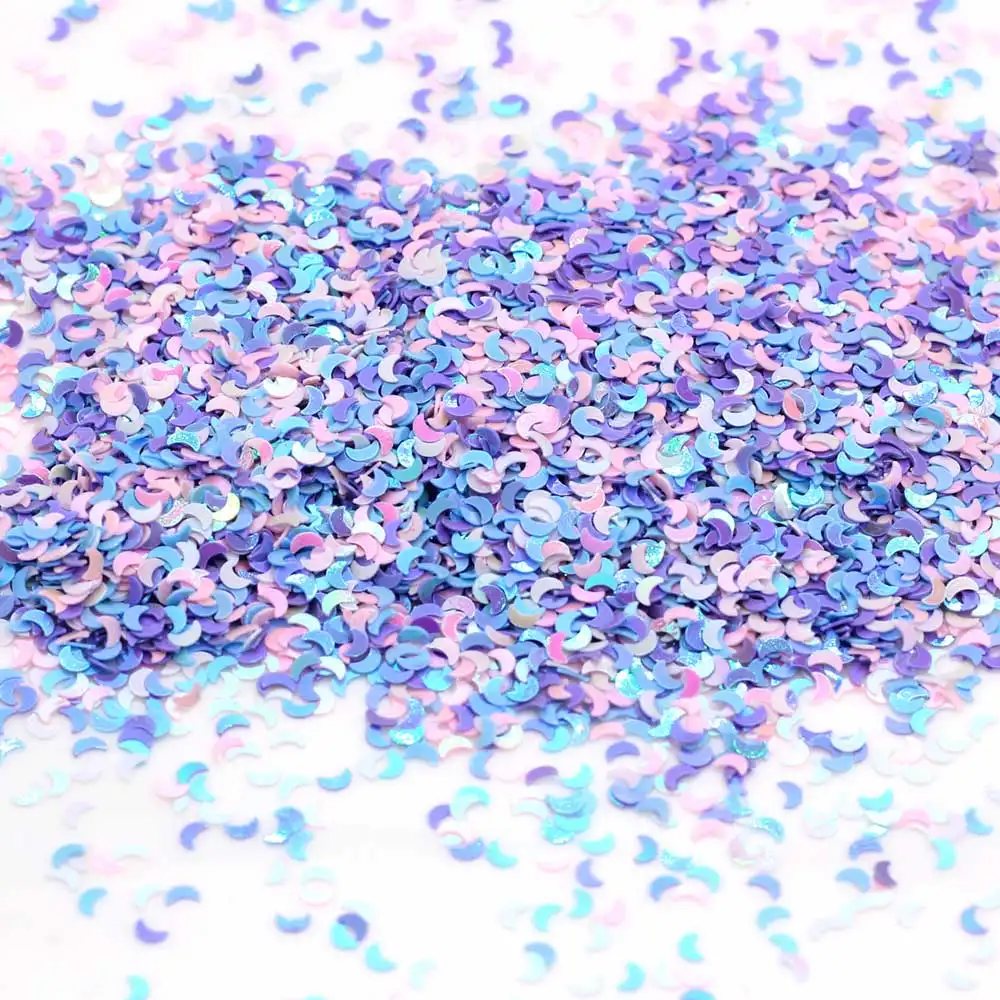 Moon รูปร่างเล็บ Glitter ตารางกระจัดกระจาย Confetti ที่มีสีสันกระดาษปาร์ตี้งานแต่งงานวันเกิดตกแต่ง Sprinkles คริสต์มาสอุปกรณ์