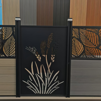Panneaux de clôture en WPC de 6 pieds avec éclairage LED intégré, cadre en aluminium robuste et antirouille, installation facile, écologiques pour la maison et le jardin