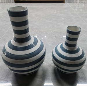 <span class=keywords><strong>Vase</strong></span> en céramique transparente <span class=keywords><strong>bleu</strong></span> <span class=keywords><strong>turquoise</strong></span> à rayures, style Art déco de Jingdezhen, décoration moderne pour la maison, <span class=keywords><strong>vase</strong></span> de table pour mariage - Product Image 3