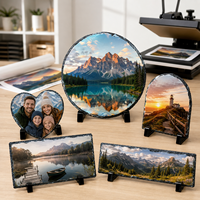 Cadre photo en pierre personnalisé avec support, motif croix religieuse peinte et fleur, pour sublimation sur dalle de pierre