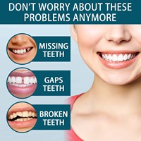 2 Paires de Prothèses Dentaires Cosmétiques Dents Artificielles Réutilisables Sourire Temporaire Supérieur et Sous Faux Dents Placage