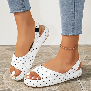 Sandales à plateforme à pois pour femmes, sandales à bout ouvert, semelle épaisse, chaussures de plage décontractées d'été - Product Image 6
