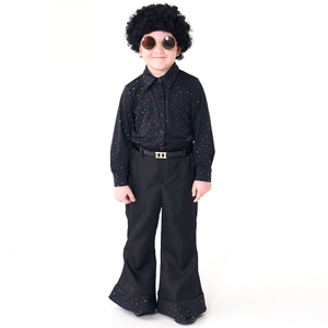 Setelan disko hitam anak laki-laki 70's kostum Cosplay bintang Rock kostum tari karnaval untuk anak laki-laki hari anak-anak Eropa dan Amerika - Product Image 5