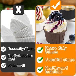 Gobelet en papier sulfurisé <span class=keywords><strong>de</strong></span> couleur unie, support à cupcakes, doublure durable pour muffins, récipient en papier individuel sans odeur pour mariage, nouveauté - Product Image 5
