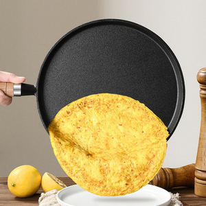Padella in ghisa-tradizionale cinese padella Pre-stagionata per la cottura di bistecche, <span class=keywords><strong>pentole</strong></span> durevoli con impugnatura in legno - Product Image 5