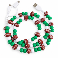 Câble de charge USB Type C 3-en-1 en forme de ballon de football avec perles, pour transfert de données, idéal pour les fans de sport