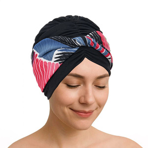 <span class=keywords><strong>Bonnet</strong></span> Turban Indien Imprimé pour Femme Musulmane, Foulard de Tête, Chapeau Turban Tie-Dye Tendance - Product Image 4