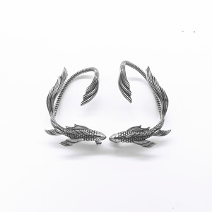 yunnique Koi Carp <b>Cuff</b> <b>Earrings</b> Stainless Steel Animal Shape Fashion Jewelry For Men And Women Single <b>Ear</b> Clip Design - Product Image 1