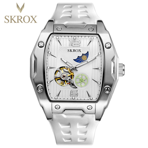 Montre automatique de luxe SKROX pour homme avec alarme lumineuse, phases de lune, bracelet en caoutchouc, logo personnalisé, vente en gros, offre spéciale - Product Image 1