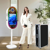Espejo Fotográfico Ovalado Personalizado con Marco de Luz RGB, Espejo Mágico para Cabina de Fotos, Cabina de Fotos Portátil para Selfies, Espejo Fotográfico para Fiestas