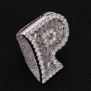 แหวนแต่งงานผู้ชายแบบปรับแต่งได้ ประดับเพชรโมอิสซาไนต์ VVS1 เต็มวง ดีไซน์หรูหราสไตล์ฮิปฮอป เงินแท้ 925 สำหรับงานปาร์ตี้ - Product Image 3