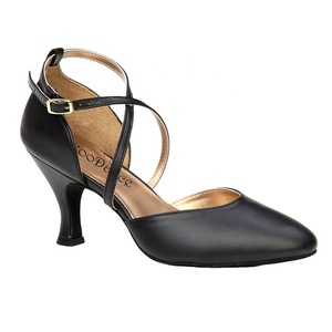Scarpe sportive Evkoodance tacco 7cm in pelle nera latino Salsa ballo da ballo per la danza del nuovo arrivo latino da donna - Product Image 1