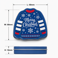 Boîte en métal de Noël personnalisée en forme de pull 68x68x16mm, emballage cadeau pour bonbons, chocolats, petits jouets, cadeaux de fête