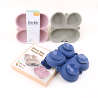 Antidérapant sans BPA Silicone Grip Plat Divisé Conception Vaisselle Silicone Bébé Assiette Incassable Aspiration Silicone Assiette À Dîner