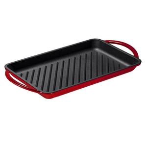 Sartén de hierro fundido esmaltado más vendida, plancha rectangular acanalada, sartén resistente con revestimiento rojo <span class=keywords><strong>para</strong></span> freír carne, barbacoa casera - Product Image 3