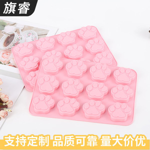 Pink Silicone Cat Paw Baking Mold 12 Cavity For Chocolate Cookie Ice Cube Making Oven Safe Dishwasher Safe - Product Image 3