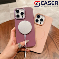 Funda Delgada con Círculos Simples para iPhone 14-17, Textura Refinada Sedosa, Mate, Magnética, de Silicona Sólida