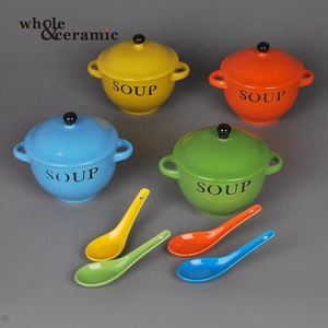 Chaudron en céramique bol à soupe et assiette service de vaisselle de restauration couverts de 5.5 pouces pour fruits de hamster - Product Image 3