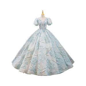 Floral Embroidered Organza Ball Gown Sweetheart Neckline Empire Waist Long Evening Dress For Performance And Vocal Music Exam - Product Image 5
