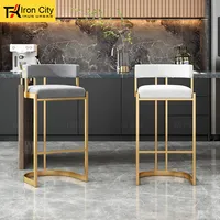 Dossier de chaise de bar moderne de luxe haut de gamme pour comptoir de caissier accès à la réception cuisine îlot Table tabouret haut salon