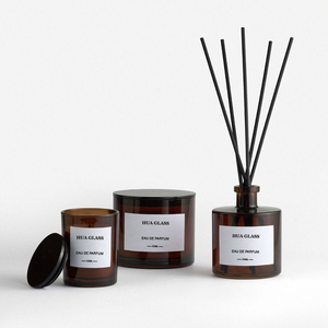 Hua זכוכית יוקרה סיטונאית 100 מ "ל 200 מ ל" ל כפור לבן ענבר עגול עם מקל שחור - Product Image 4