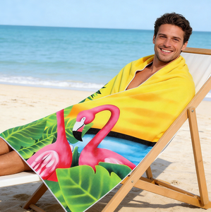 Serviette de plage en microfibre personnalisée avec logo, 70x140cm, imprimé flamant rose, anti-sable, séchage rapide pour adultes et <span class=keywords><strong>piscine</strong></span> - Product Image 3