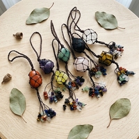 Pendentif en perles de cristal naturel en gros pour décorations de rétroviseur de voiture tissées à la main et accessoires suspendus, emballage inclus.