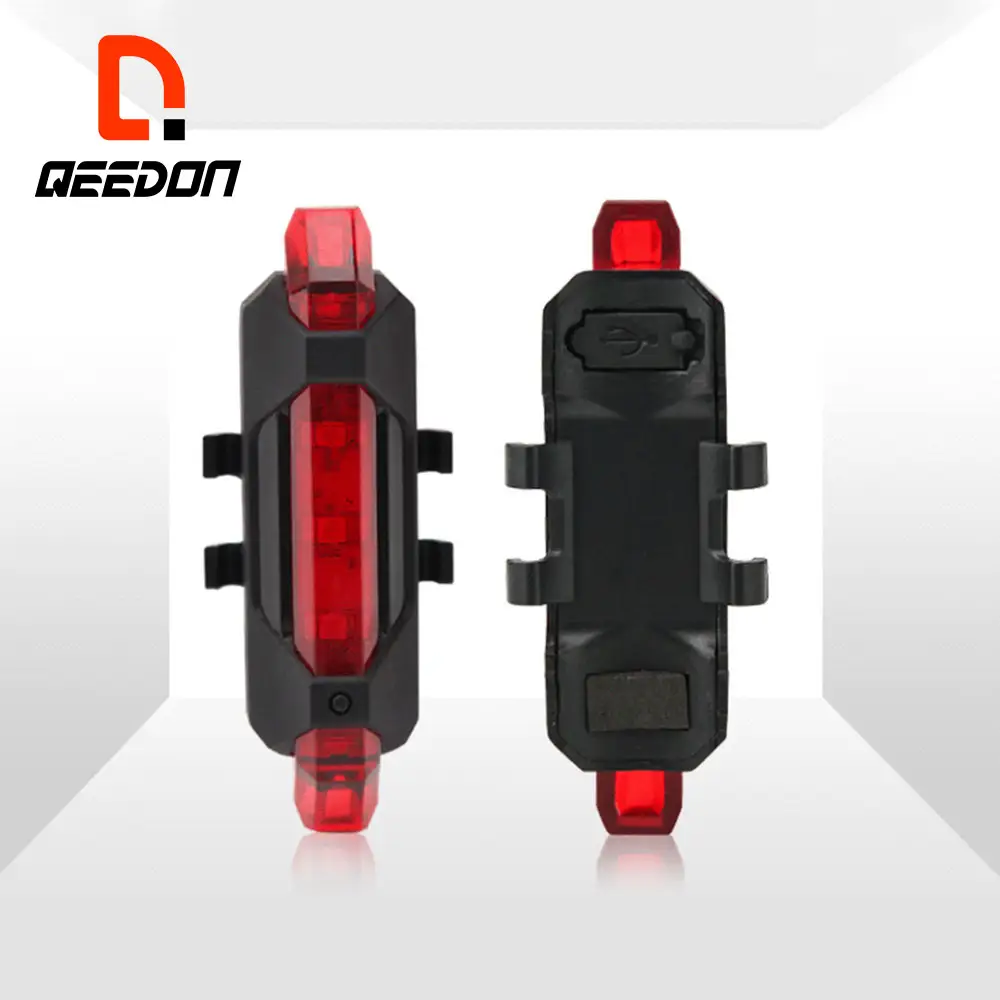 Qeedon ไฟ Led ติดจักรยานสีแดง,ไฟเบรกท้ายรถจักรยานตัวยึด USB สำหรับจักรยานชาร์จไฟผ่าน Usb