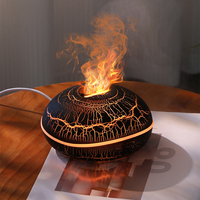 Humidificateur d'air électrique ultrasonique professionnel intelligent, diffuseur d'arômes d'huiles essentielles avec effet flamme et brume volcanique à 360°, alimentation USB