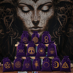 大きな14x22cmベルベットタロットカード収納バッグ再生可能ジュエリーポーチ旅行用化粧品ギフトコインサイコロかつら収納 - Product Image 2