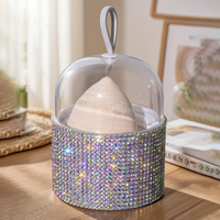 Nouvelle boîte de rangement Blingbling en diamant, éponges de maquillage sans latex, ensembles de mélangeurs de maquillage facial avec logo personnalisé, vente en gros