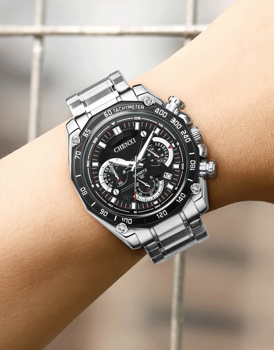Che_ CHENXI 929 Men's Quartz Movement Watch - Stainless Steel Luxury