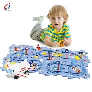 Chengji kids educational assembly jigsaw track toys electric rail car play set diy puzzle tracks with vehicles