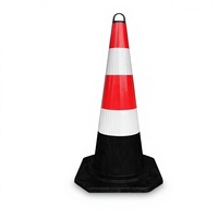 Cône de signalisation routière en caoutchouc réfléchissant prismatique haute intensité de 70 cm x 90 cm pour travaux de construction et blocages routiers