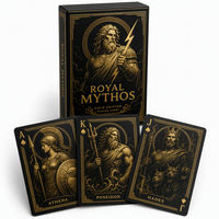 Cartes à jouer de luxe Mythos Gold Edition, finition en feuille d'or, finition lin, coins arrondis |   Art de personnage mythologique haut de gamme |   Papier
