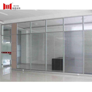 Divisor de pared de vidrio templado doble de aluminio, a prueba de sonido temporal, detalle <span class=keywords><strong>dwg</strong></span> con obturador o persiana - Product Image 5