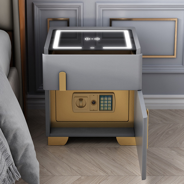 New Modern Usb Wireless Charging Nightstand Multifunctional Home Furniture Safe Smart Bedside Tables for Bedroom