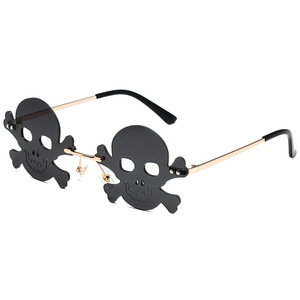 Occhiali da Sole Unisex Ovali Senza Montatura a Forma di Teschio, Tendenza 2025, UV400, Colorati Arancione e Bianco, per Feste di Halloween - Product Image 6