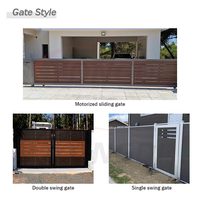 Portail WPC 1800 mm de hauteur, en composite bois-plastique, à faible entretien, anti-escalade, avec treillis intégral, coulissant automatique, pour appartement et hôtel